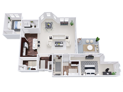 Floor plan for 2 beds, 2 baths, 1604 sqft